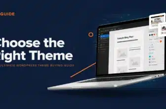 Laptop screen showing the WordPress block editor and theme customization panel, used to illustrate how to choose the right WordPress theme in 2026