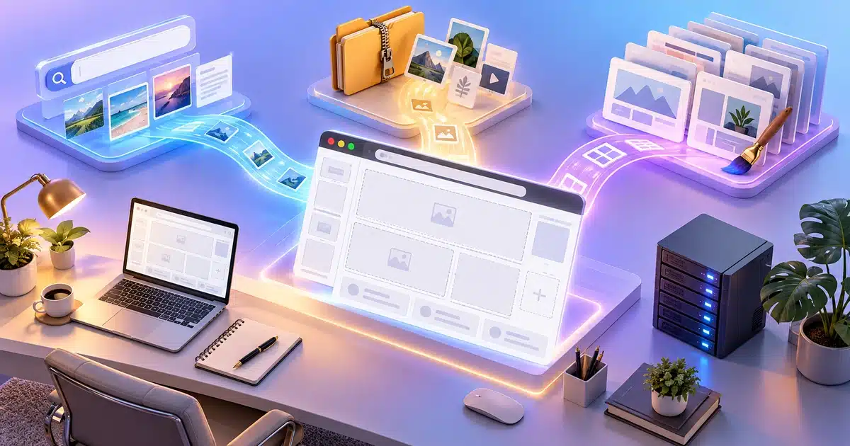 Three ways to install a WordPress page builder: dashboard search, ZIP upload, and theme upload